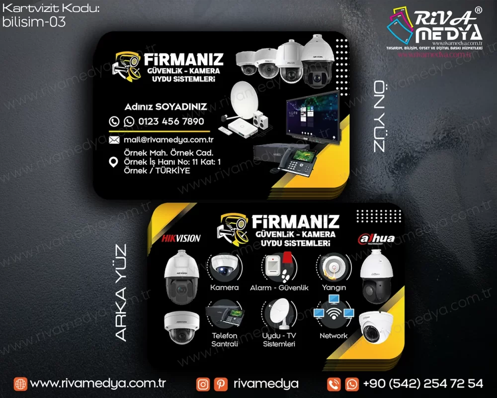 Güvenlik - Kamera ve Uydu Sistemleri Kartvizit Örneği