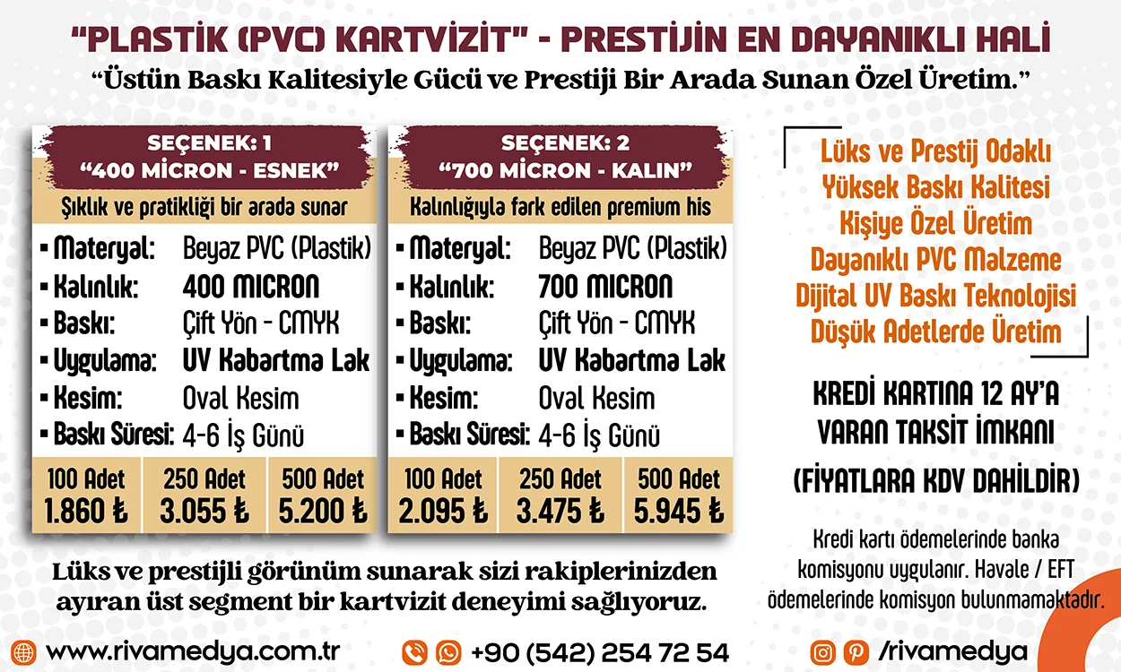Plastik (PVC) Kartvizit ile Prestijinizi Yansıtın Plastik (PVC) Kartvizit ile Prestijinizi Yansıtın
